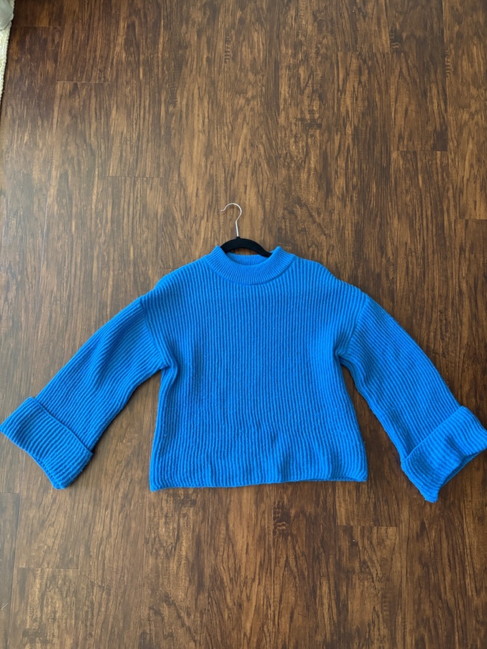 SHEIN Ribbed Bell Sleeve Cowl Neck Sweater